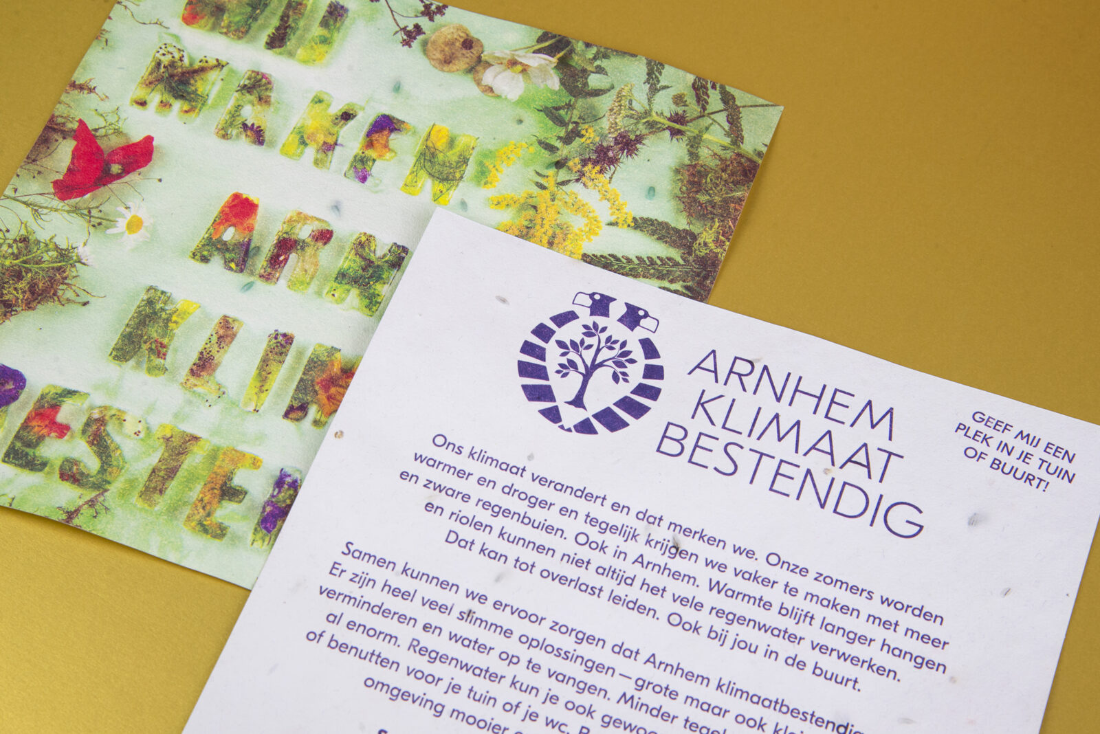 Arnhem Klimaatbestendig gemeente arnhem klimaat grafisch ontwerp bloempapier DDD natuur ijsletters bloempapier zaaipapier
